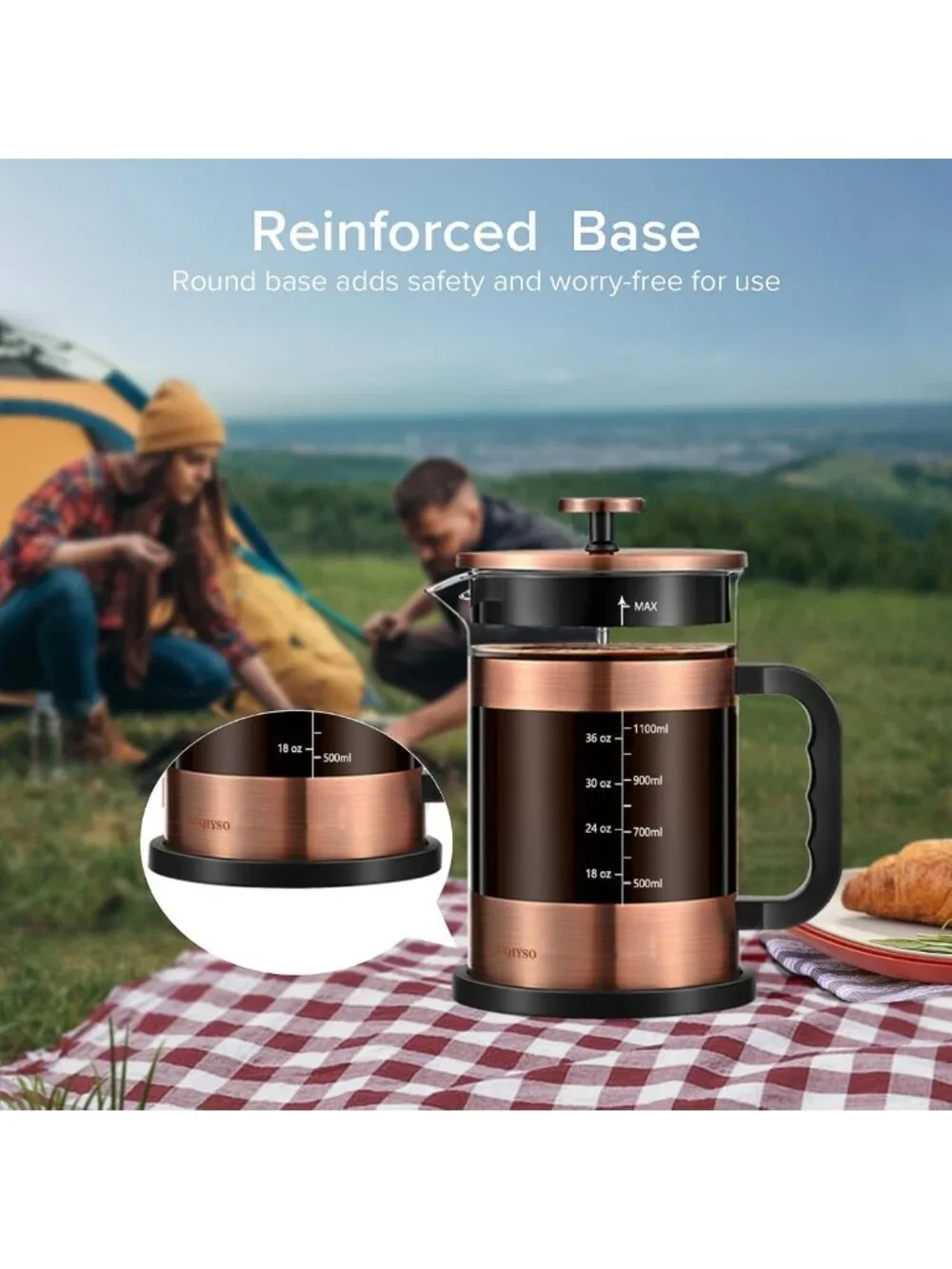 Large 51oz French Press Coffee Maker - Durable Thick Glass, Perfect Brew